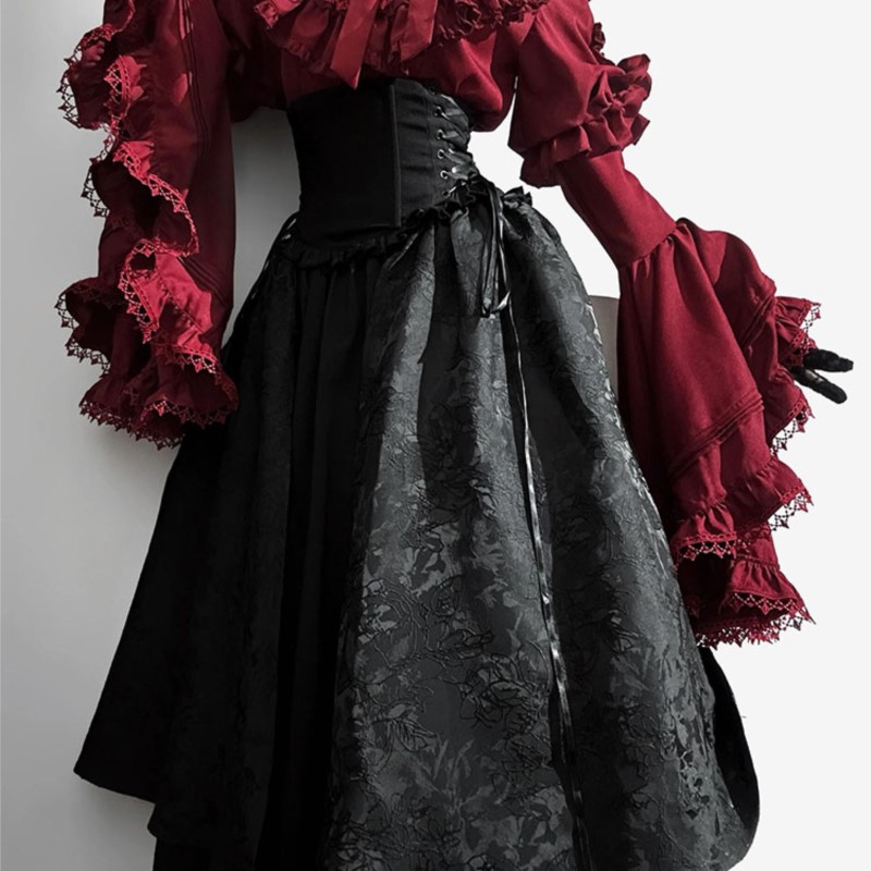 Women'S Red Formal Wear - Halloween-Kleid in Schwarz und Rot im