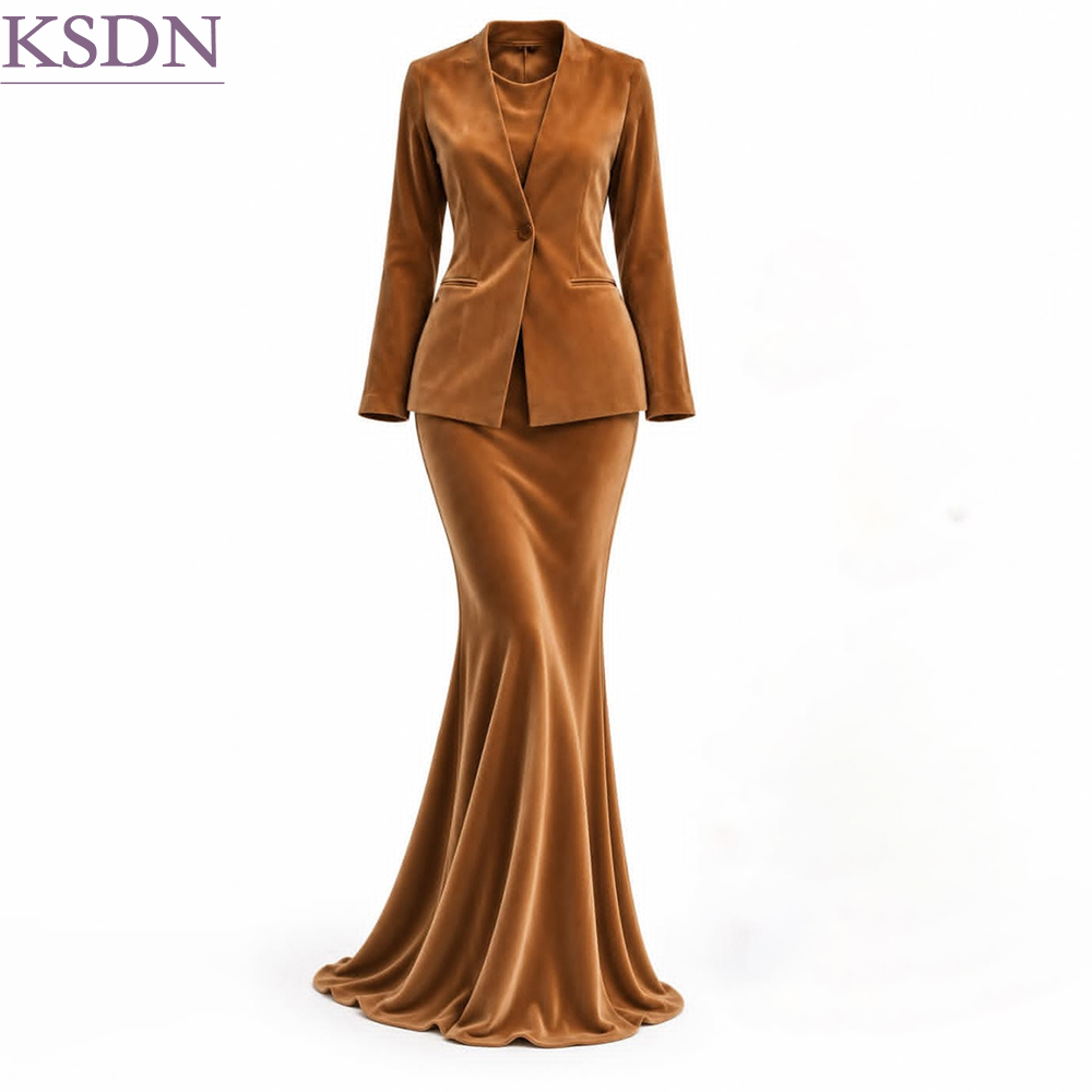 Formal Skirt - Modische Samtkleider für Damen, elegantes, einreihiges,