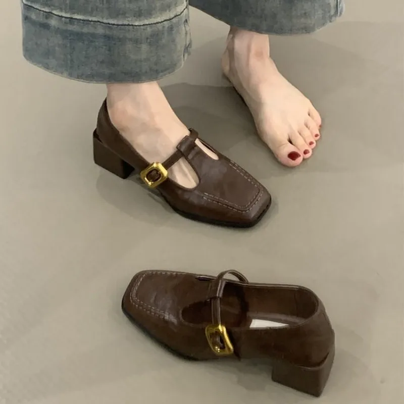 Womens Heels - Damen Mary Jane Schuhe mit eckiger