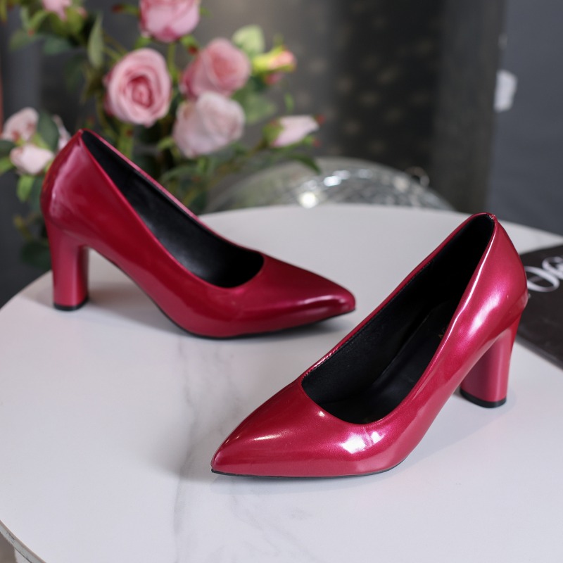 Pump Heel Block - Plus Size Lackleder Pump Heels Blockabsatz