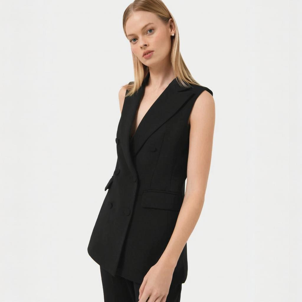 Womens Blazer - Ärmellose Hosenanzüge für Damen, 2-teiliges Set,