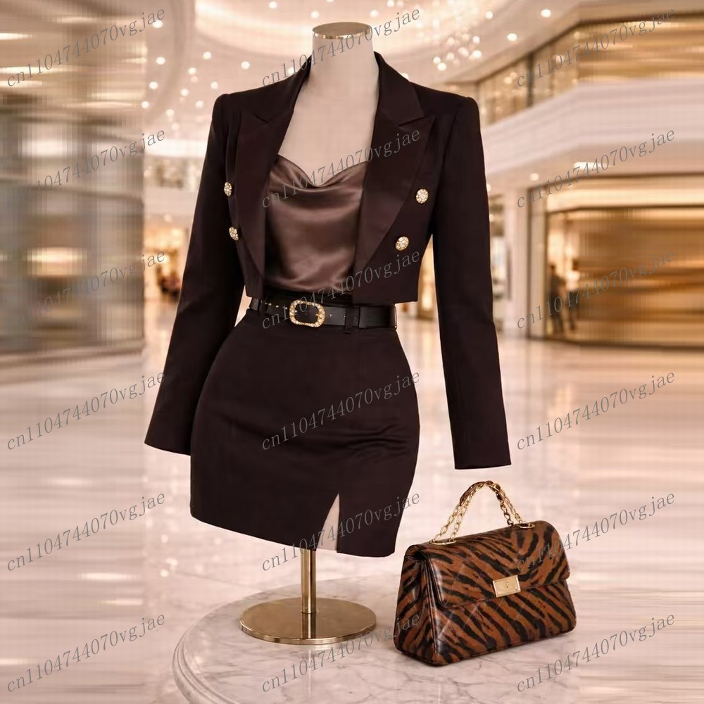 Formal Skirt - Dunkelbrauner, formeller, neuer Blazer und Rock,