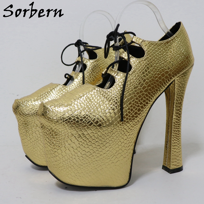 Sorbern Gold Crocodile 20 cm P – Pump Heel Block Bewertung und Preis