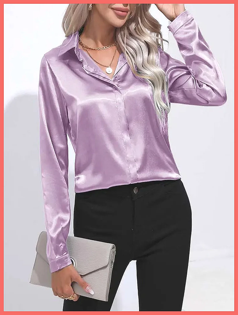 2025 Frühling Sommer Satin-Hem – Silk Blouse Bewertung und Preis