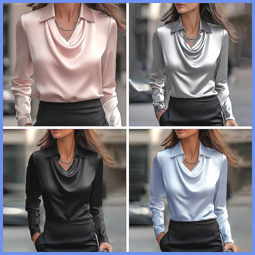 Vintage Satin-Bluse für Damen, – Silk Blouse Bewertung und Preis